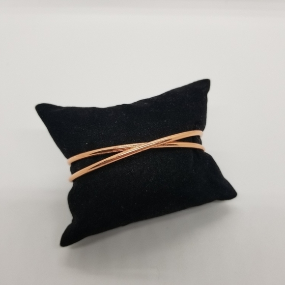 copper rose gold crossed cuff bracelet - Picture 1 of 2